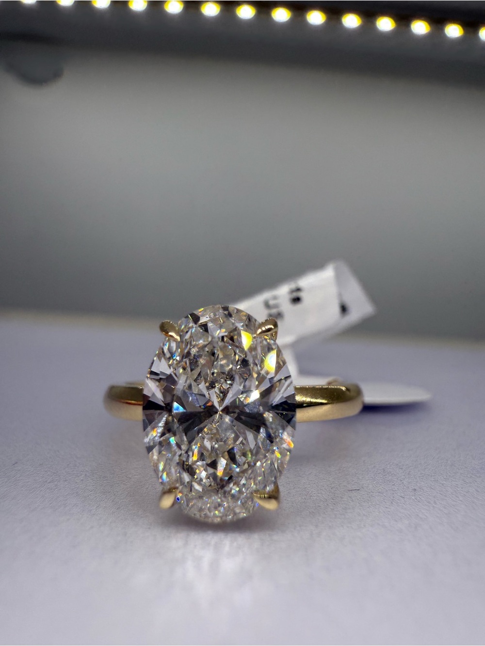 3.00 carat E VS1 oval lab diamond solitaire with hidden halo engagement ring
